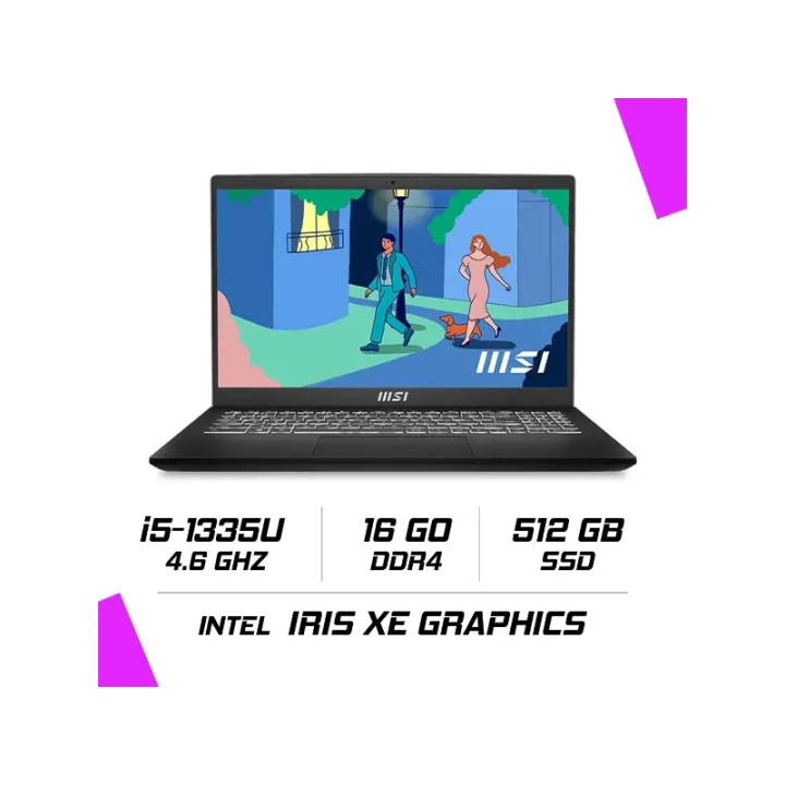 MSI MODERN 14 C13M-1446MA Intel i5-1335U/16GB DDR4/512GB SSD/14" FHD IPS/Win11 - Noir Classic