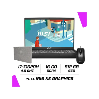 MSI MODERN 15 H C13M-297MA Intel i7-13620H/16GB DDR4/512GB SSD/15.6" FHD IPS/Win11 - Noir Classic + BAG + Souris