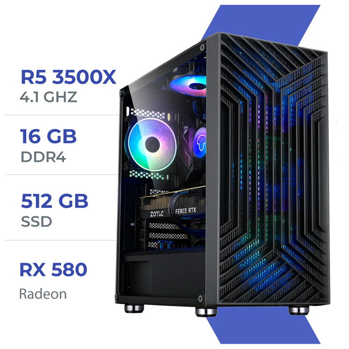 PC Gamer  Ryzen 5 3500X/512GB SSD/16GB/RX 580
