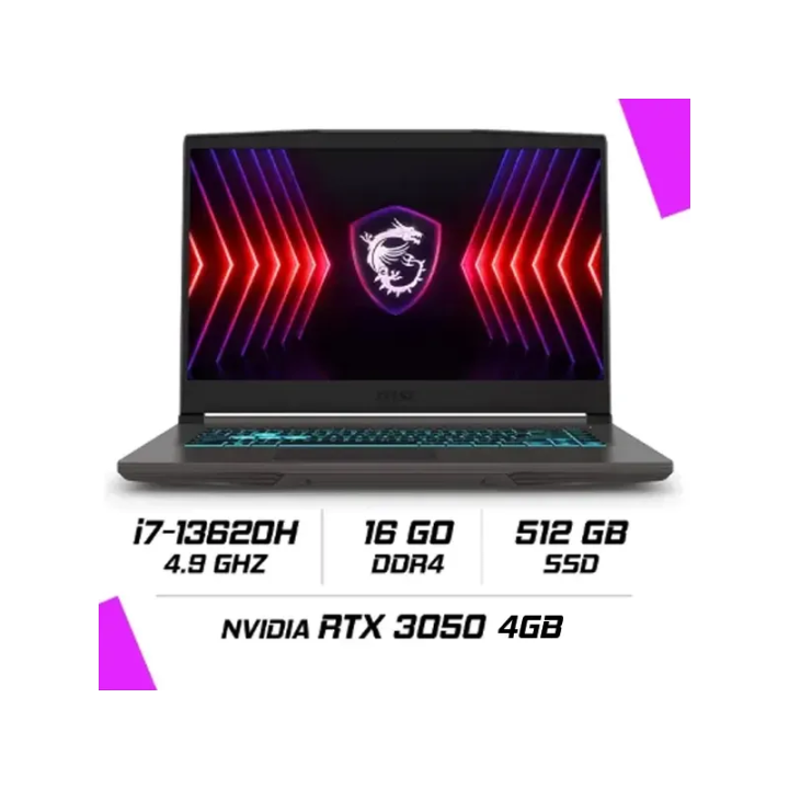 MSI THIN 15 B13UC-3233XMA Intel i7-13620H/16GB DDR4/512GB SSD/RTX 3050 4GB/15.6″ 144Hz/FreeDos